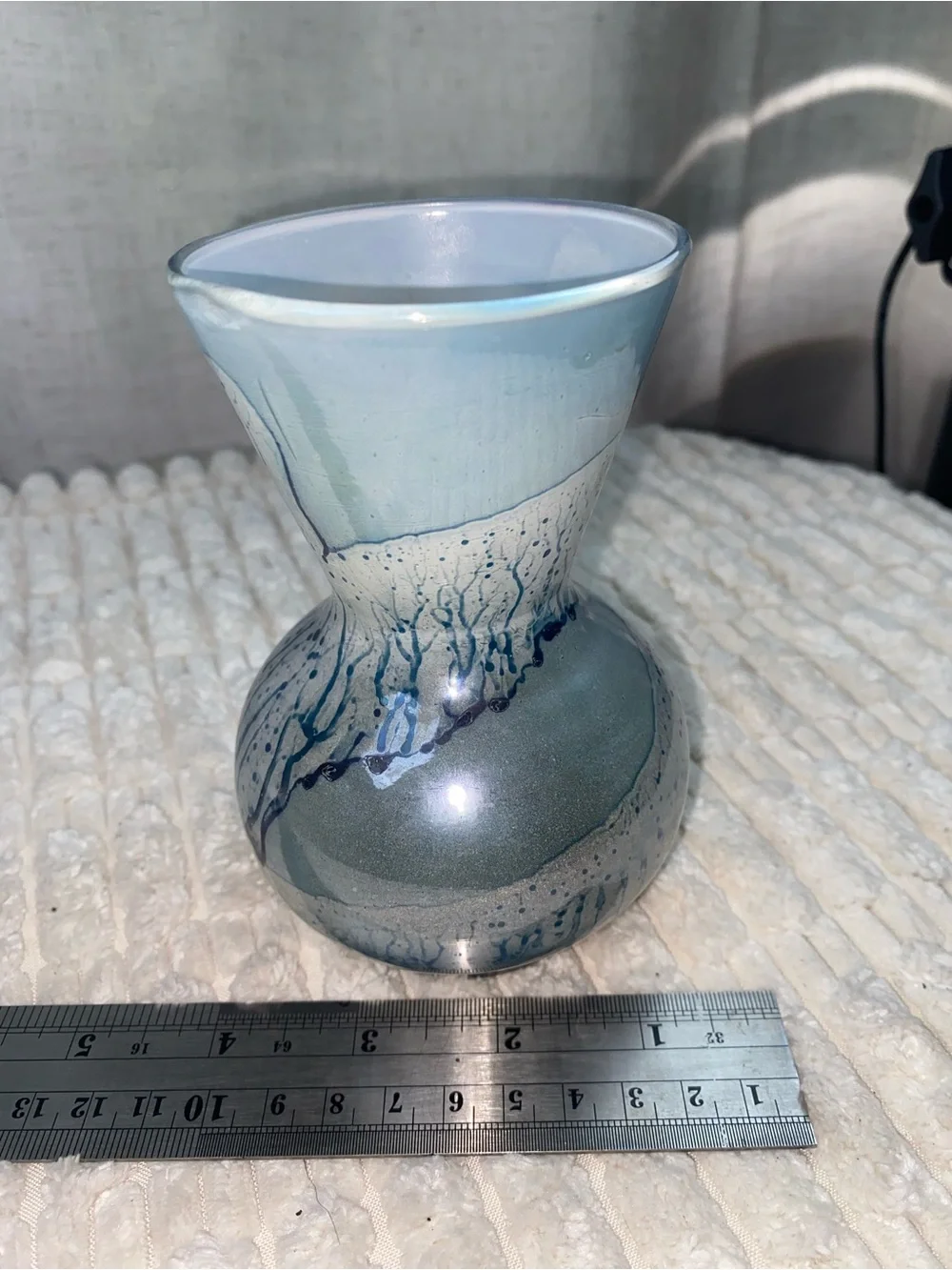 Vintage Simron (Israel) Hand Painted Art Glass Gourd Vase